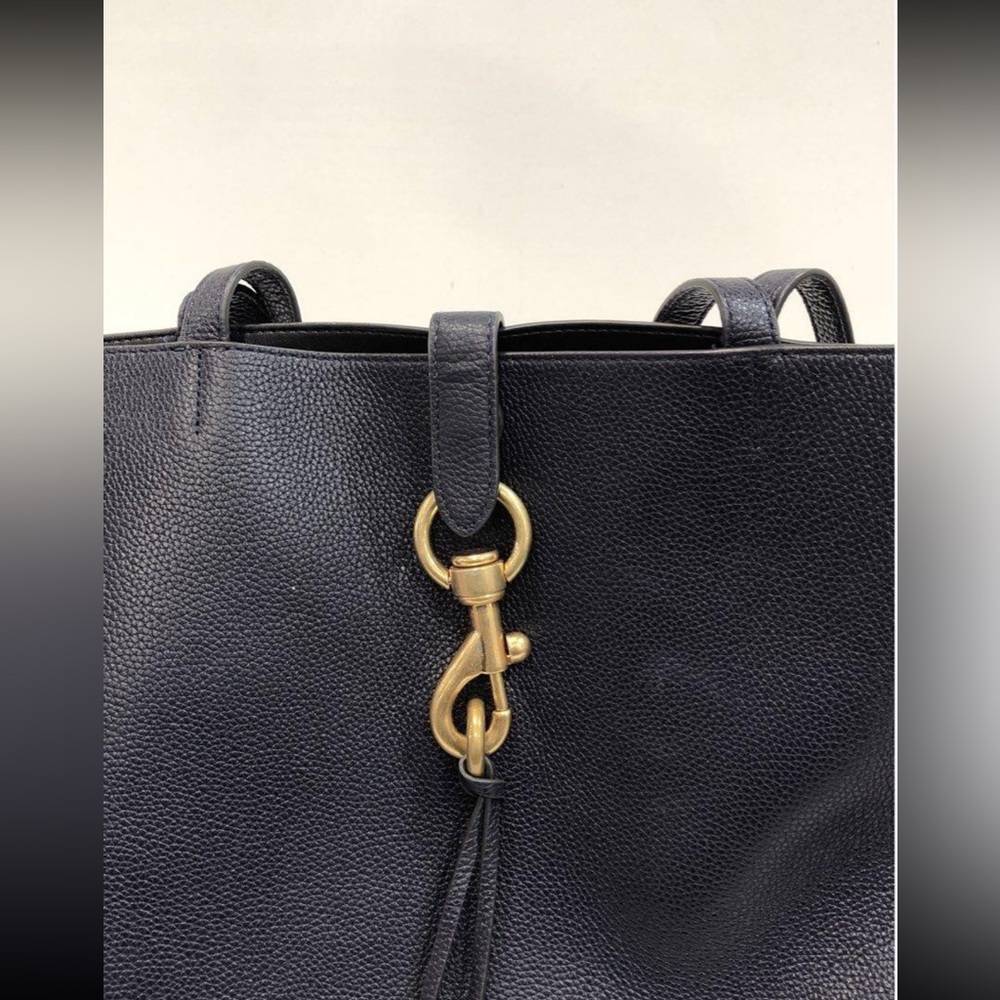 Women’s Rebecca Minkoff Navy Pebbled Grain Leather Tote Bag with Gold Hardware